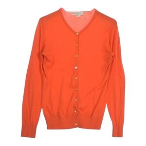 John Smedley Orange Sea Island Cotton V Neck Cardigan Sweater England